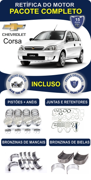 Retífica de motor Chevrolet Corsa peças originais pacote completo Rw motores